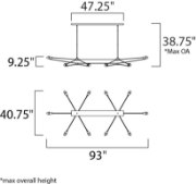 Foto para 8W Bounce LED 10-Light Pendant BKPC Acrylic PCB LED (OA HT 10.75"-38.75") (CAN 47.25"x4.75"x1.25")