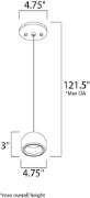 Picture of 4W Alumilux LED 1-Light Pendant WT PCB LED (OA HT 3.5"-121.5") (CAN 4.75"x0.25")