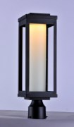 Foto para Salon LED 1-Light Outdoor Post BK Satin White Opal Glass PCB LED