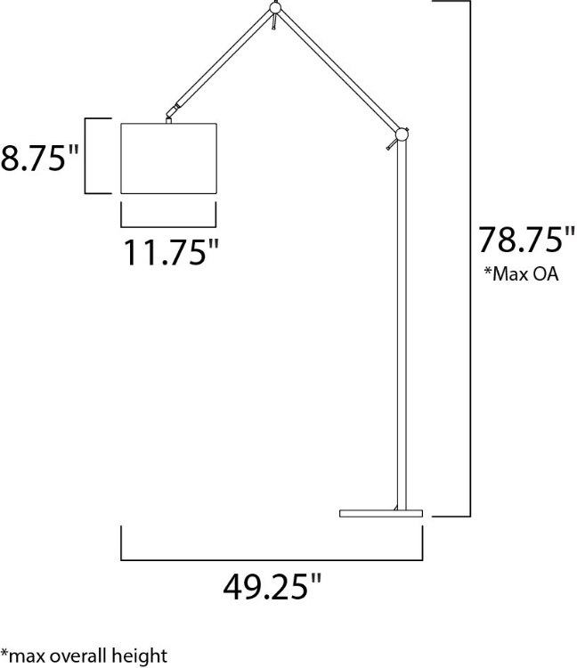 Foto para Hotel LED 1-Light Floor Lamp PC Wafer Linen MB LED 49.25"x11.75"x48" (OA HT 78.75")