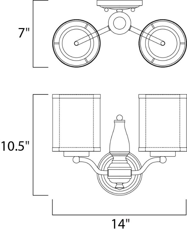 Foto para Lucid 2-Light Wall Sconce OI Organza Fabric + Gla MB Incandescent Incandescent (OA HT 10.5")