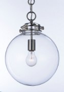 Foto para Retro 1-Light Pendant PN Clear Glass MB Incandescent Incandescent (OA HT 18.25"-77.75") (CAN 5"x5"x0.75")36" Chain