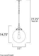 Foto para Retro 1-Light Pendant PN Clear Glass MB Incandescent Incandescent (OA HT 18.25"-77.75") (CAN 5"x5"x0.75")36" Chain