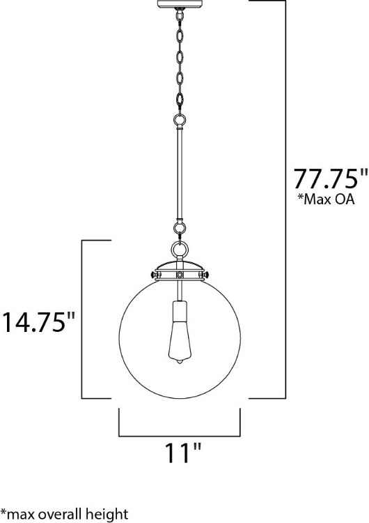 Foto para Retro 1-Light Pendant PN Clear Glass MB Incandescent Incandescent (OA HT 18.25"-77.75") (CAN 5"x5"x0.75")36" Chain