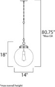 Foto para Retro 1-Light Pendant PN White Glass MB Incandescent Incandescent 14"x14"x18" (OA HT 21.75"-80.75") (CAN 5"x5"x0.75")36" Chain