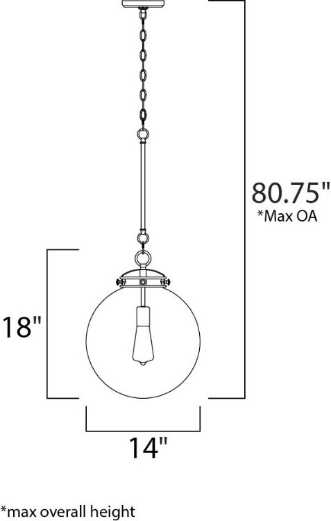 Foto para Retro 1-Light Pendant PN White Glass MB Incandescent Incandescent 14"x14"x18" (OA HT 21.75"-80.75") (CAN 5"x5"x0.75")36" Chain