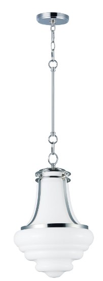 Foto para Retro 1-Light Pendant PN White Glass MB Incandescent Incandescent 13"x13"x20" (OA HT 23.5"-83") (CAN 5"x5"x0.75")36" Chain