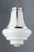 Foto para Retro 1-Light Pendant PN White Glass MB Incandescent Incandescent 13"x13"x20" (OA HT 23.5"-83") (CAN 5"x5"x0.75")36" Chain