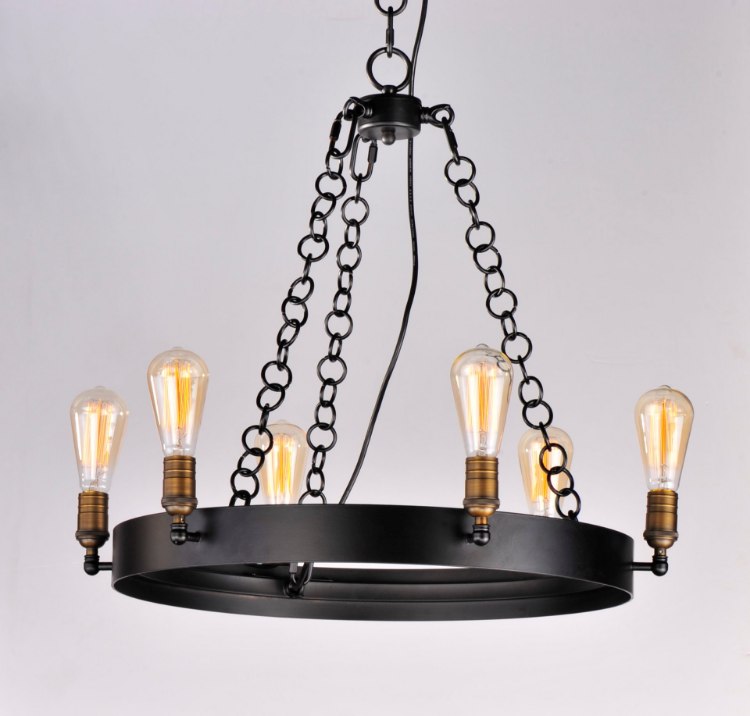 Foto para Noble 6-Light Chandelier BKNAB MB Incandescent Incandescent 36" Chain