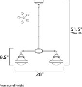 Foto para New School 5 Light LED Chandelier SN Satin White Opal Glass PCB LED (OA HT 13.75"-51.5") (CAN 4.96"x4.96"x2.44")