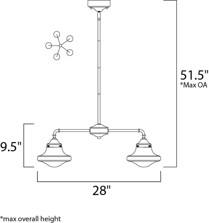 Foto para New School 5 Light LED Chandelier SN Satin White Opal Glass PCB LED (OA HT 13.75"-51.5") (CAN 4.96"x4.96"x2.44")