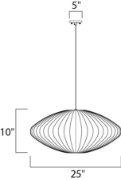 Foto para Cocoon 1-Light Pendant PC Imitation Silk MB Incandescent Incandescent 25"x25"x10" (OA HT 130") (CAN 5"x5"x1.25")