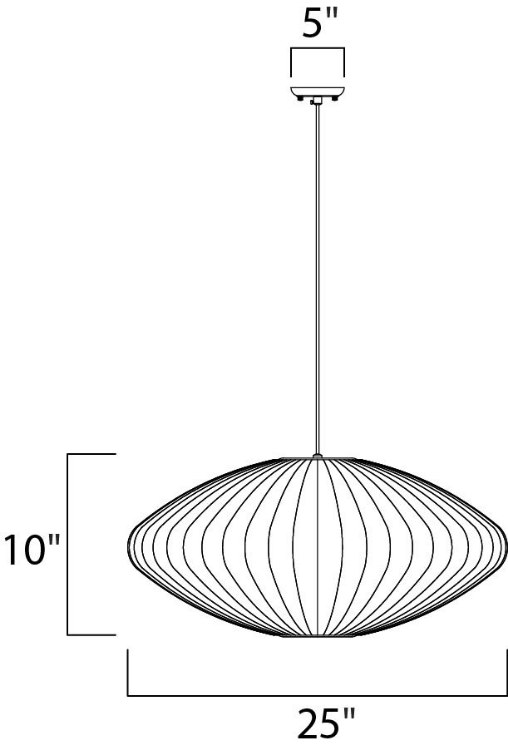 Foto para Cocoon 1-Light Pendant PC Imitation Silk MB Incandescent Incandescent 25"x25"x10" (OA HT 130") (CAN 5"x5"x1.25")