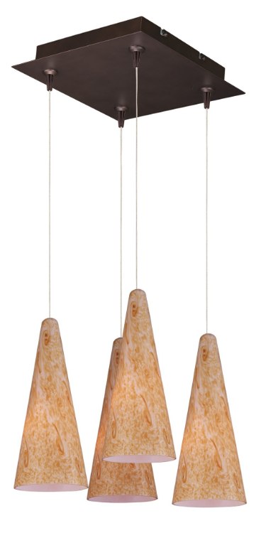 Foto para 50W Lava 4-Light RapidJack Pendant and Canopy BZ Gold Lava Glass 12V GY6.35 T4 Xenon 10.75"x10.75"x10" (OA HT 14"-134") (CAN 10.75"x10.75"x2.5")