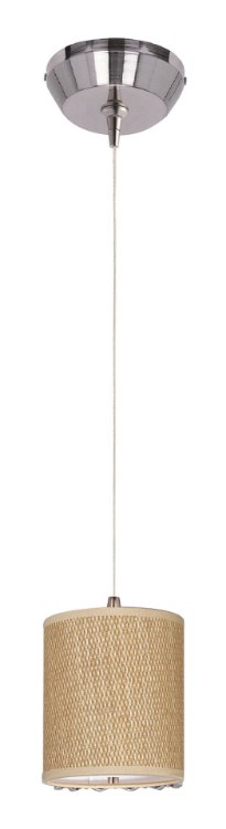 Picture of 50W Elements 1-Light RapidJack Pendant and Canopy SN Natural Fiber 12V GY6.35 T4 Xenon 6.75"x6.75"x7" (OA HT 10.15"-130.15") (CAN 5.1"x5.1"x1.65")