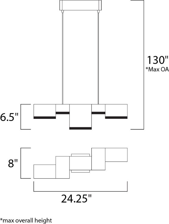 Foto para 7.2W Pizzazz LED Pendant PC Clear Ice Crystal Sand on Acry PCB LED 24.25"x8"x6.5" (OA HT 10"-130")