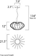 Foto para 4.32W Argent LED Pendant PC Acrylic PCB LED (OA HT 14.5"-134") (CAN 7.9"x7.9"x2.3")