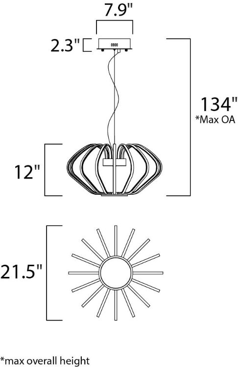 Foto para 4.32W Argent LED Pendant PC Acrylic PCB LED (OA HT 14.5"-134") (CAN 7.9"x7.9"x2.3")