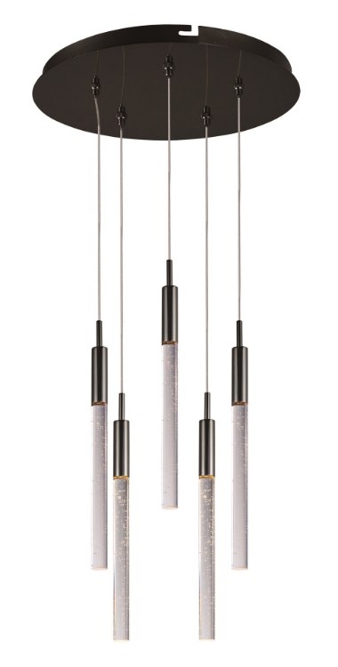 Foto para 7.5W Scepter 5-Light Pendant BC Bubble Faceted Bubble Glass PCB LED (OA HT 140")