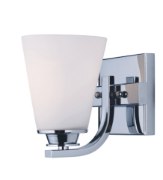 Picture of Conical 1-Light Bath Vanity PC Satin White Glass MB Incandescent Incandescent