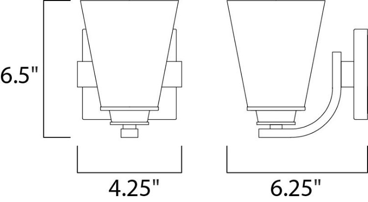 Foto para Conical 1-Light Bath Vanity PC Satin White Glass MB Incandescent Incandescent