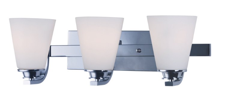 Foto para Conical 3-Light Bath Vanity PC Satin White Opal Glass MB Incandescent Incandescent