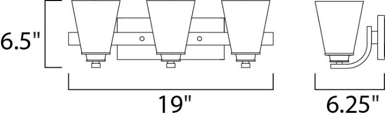 Foto para Conical 3-Light Bath Vanity PC Satin White Opal Glass MB Incandescent Incandescent