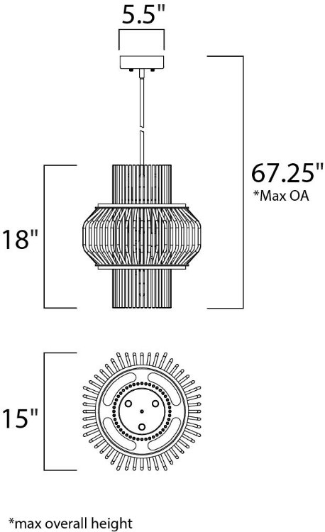 Foto para Aviary LED 12-Light Pendant OI Cognac Cognac Glass Rod G9 LED (OA HT 19.5"-67.25") (CAN 5.51"x5.51"x1.38")