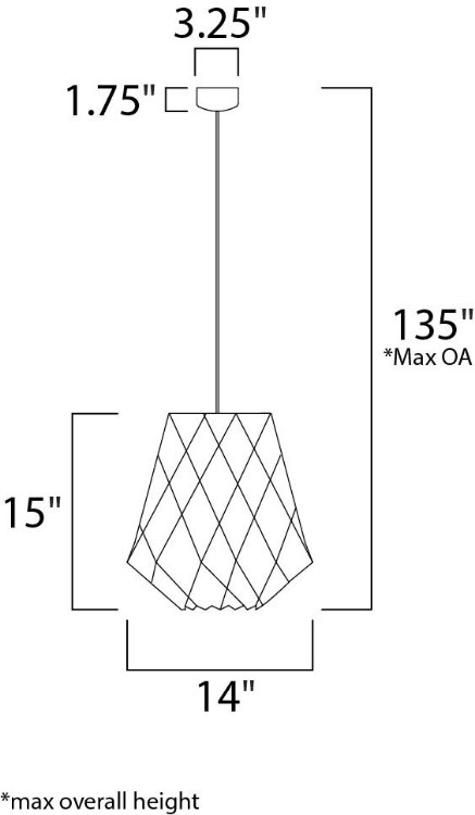 Foto para Horgen 1-Light Pendant UD Wood MB Incandescent Incandescent 14"x14"x15" (OA HT 17"-135") (CAN 3.25"x3.25"x1.75")