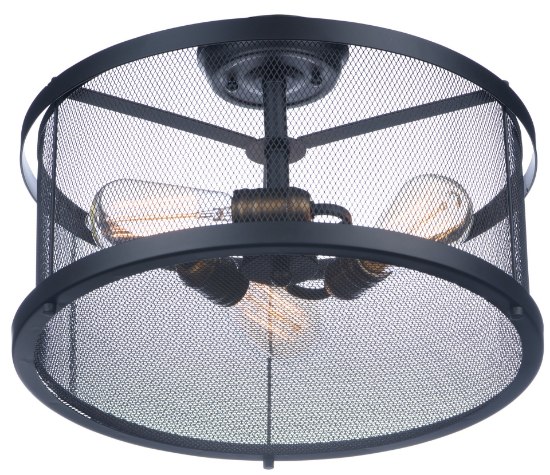 Foto para Palladium 3-Light Flush Mount BKNAB Steel Mesh MB Incandescent Incandescent (CAN 5"x5"x1.25")