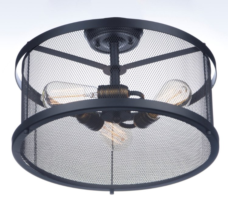 Picture of Palladium 3-Light Flush Mount BKNAB Steel Mesh MB Incandescent Incandescent (CAN 5"x5"x1.25")