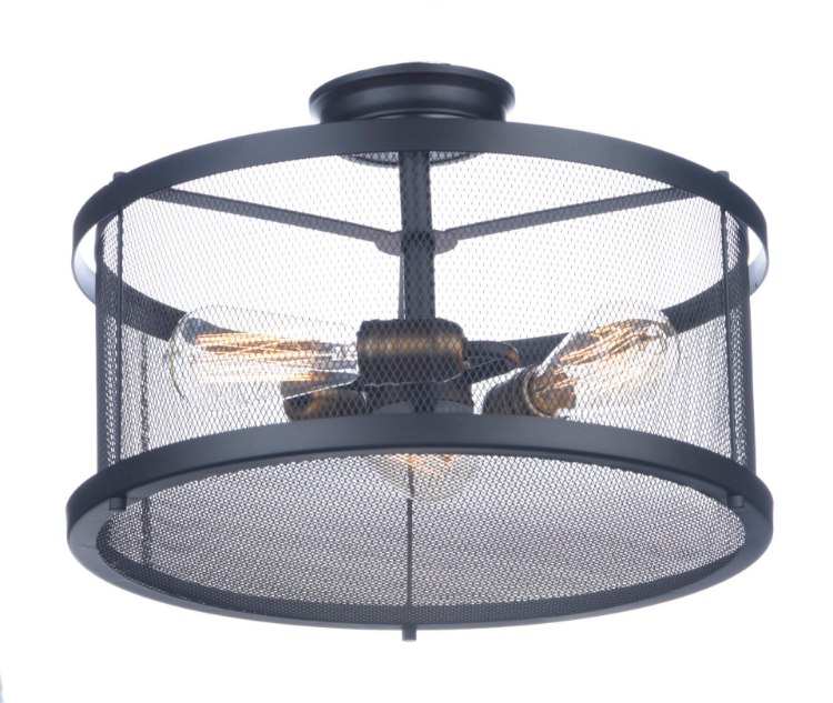 Picture of Palladium 3-Light Flush Mount BKNAB Steel Mesh MB Incandescent Incandescent (CAN 5"x5"x1.25")