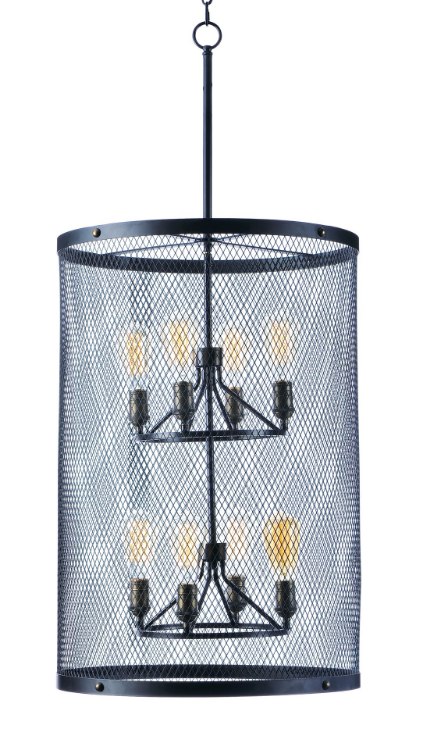 Picture of Palladium 8-Light Chandelier w/Bulbs BKNAB Steel Mesh MB ST64 Incandescent Incandescent 36" Chain