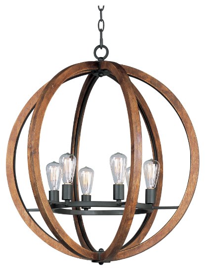 Foto para Bodega Bay 6-Light  Chandelier AR MB Incandescent Incandescent (OA HT 75") (CAN 5"x5"x1")36" Chain