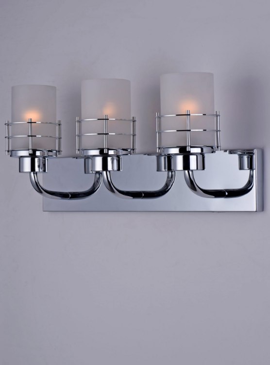 Foto para Tier 3-Light Bath Vanity PC Frosted Frosted Glass MB Incandescent Incandescent (OA HT 9.5")