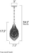 Foto para Twirl 1-Light Pendant GS Beveled Crystal CRYSTAL CA Incandescent Incandescent 7.5"x7.5"x17.5" (OA HT 22.5"-59.5") (CAN 5"x5"x1.25")36" Chain