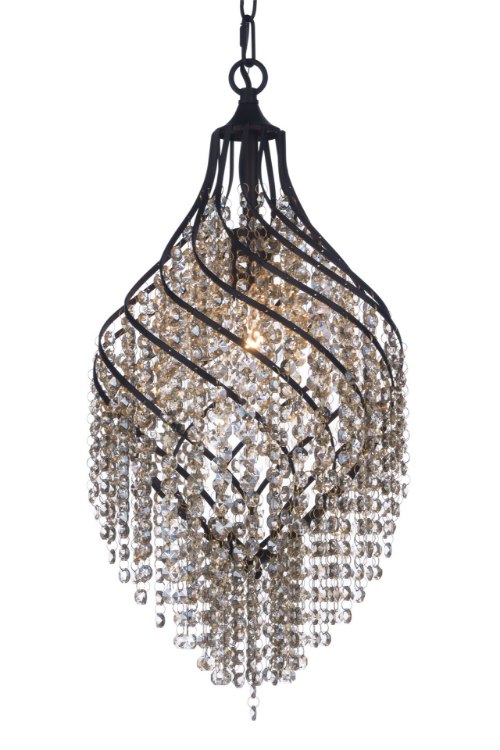 Foto para Twirl 1-Light Pendant OI Cognac Crystal CA Incandescent Incandescent 11.5"x11.5"x25" (OA HT 30"-67") (CAN 5"x5"x1.25")36" Chain