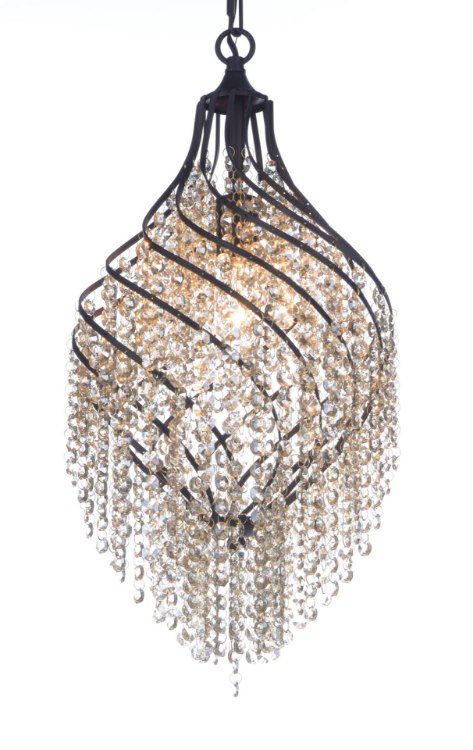 Foto para Twirl 1-Light Pendant OI Cognac Crystal CA Incandescent Incandescent 11.5"x11.5"x25" (OA HT 30"-67") (CAN 5"x5"x1.25")36" Chain