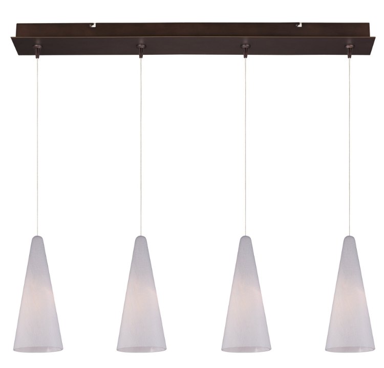 Foto para 50W Lava 4-Light RapidJack Pendant and Canopy BZ White Lava Glass 12V GY6.35 T4 Xenon (OA HT 14"-134") (CAN 4.5"x4.5"x2.5")