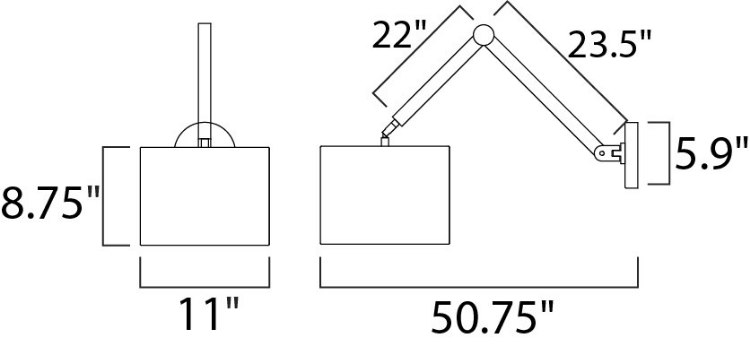Foto para Hotel LED 1-Light Wall Sconce PC Wafer Linen MB LED 11"x8.75" (OA HT 19.25"-32.75")