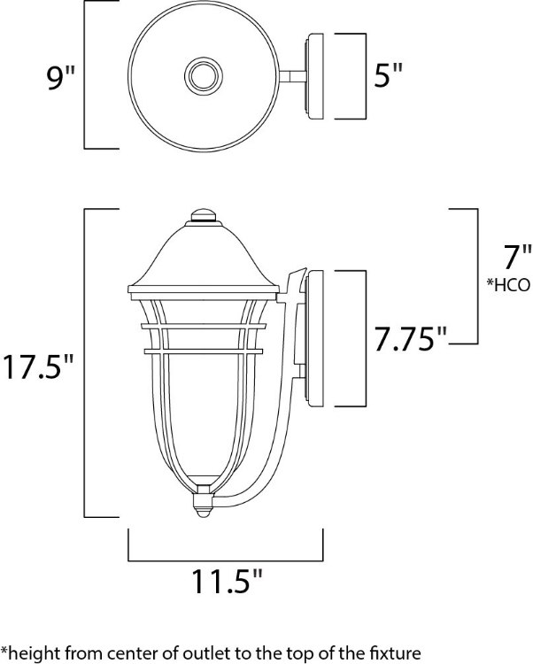 Foto para Westport DC EE 1-Light Outdoor Wall AT Wisp GU24 Fluorescent Fluorescent 9"x17.5"