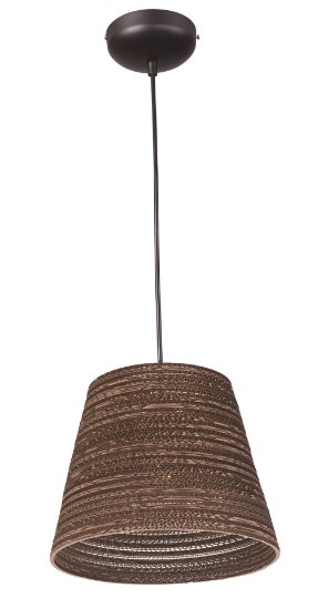 Foto para Java 1-Light Pendant BK Recycled Cardboard MB Incandescent Incandescent 13.75"x13.75"x10.75" (OA HT 12.75"-130.75") (CAN 5.1"x5.1"x1.7")