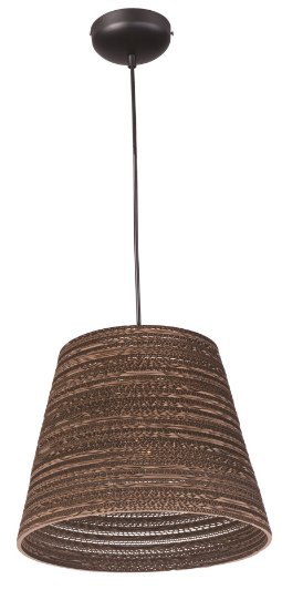 Foto para Java 1-Light Pendant BK Recycled Cardboard MB Incandescent Incandescent 17.25"x17.25"x14" (OA HT 16"-134") (CAN 5.1"x5.1"x1.7")