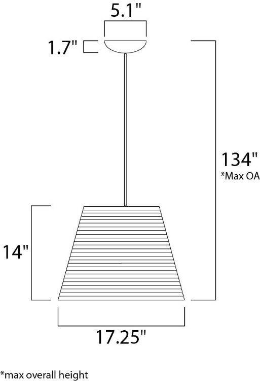 Foto para Java 1-Light Pendant BK Recycled Cardboard MB Incandescent Incandescent 17.25"x17.25"x14" (OA HT 16"-134") (CAN 5.1"x5.1"x1.7")