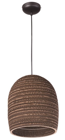 Foto para Java 1-Light Pendant BK Recycled Cardboard MB Incandescent Incandescent 10.5"x10.5"x12" (OA HT 14"-132") (CAN 5.1"x5.1"x1.7")