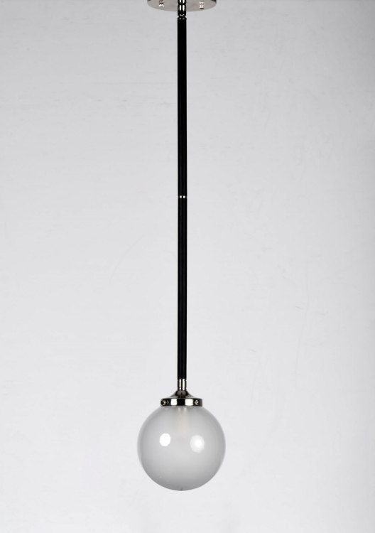 Foto para Atom 1-Light Pendant BKPN White Opal Glass CA Incandescent (OA HT 86.25")