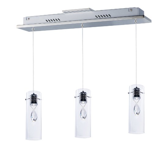 Foto para Solitaire 3-Light LED Pendant PC Clear Glass PCB LED (OA HT 14.5"-132")