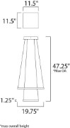 Picture of 55W Quad LED 2-Tier Pendant BZ Acrylic PCB LED (OA HT 4.75"-118") (CAN 11.5"x11.5"x1.75")