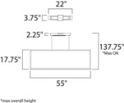 Picture of 51W Rhombus LED Pendant MW Acrylic PCB LED (OA HT 20.25"-137.75") (CAN 22"x3.75"x2.2")