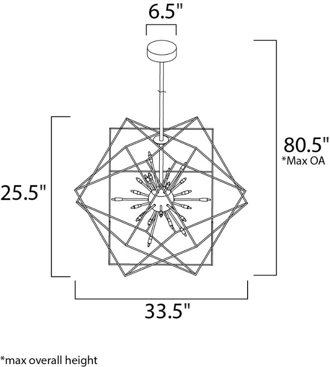 Foto para 1.2W Rubic LED 24-Light Pendant BKPC G4 LED (OA HT 38.5"-80.5") (CAN 6.5"x6.5"x2")